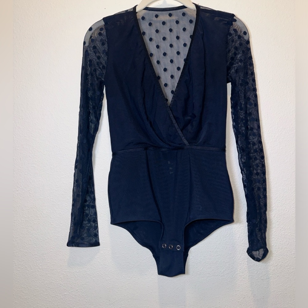 Zimmermann Navy Sheer Polka Dot Bodysuit